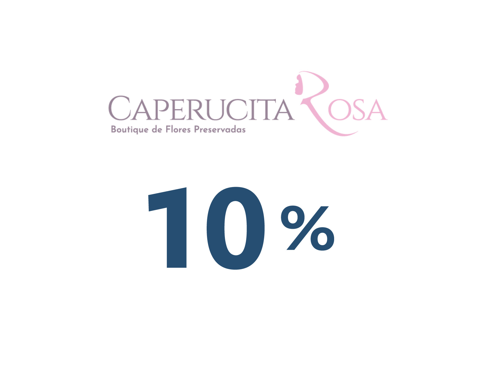 Logo of "Caperucita Rosa" with a 10% discount prominently displayed.